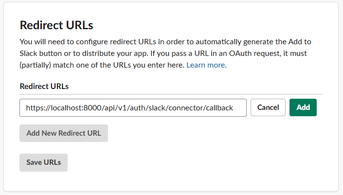 Redirect URLs Configuration